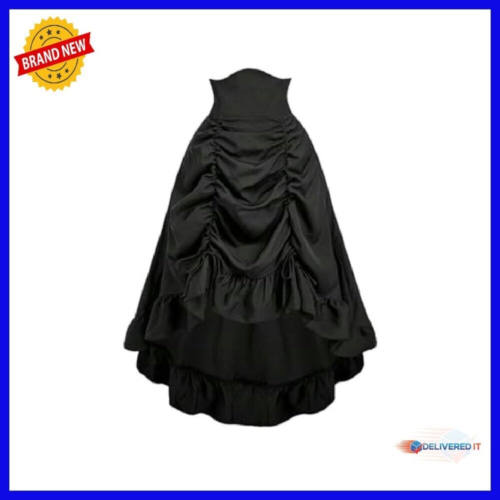 Plus Size Renaissance Skirt Asymmetrical High Waisted Ruched Midi - Picture 2 of 5